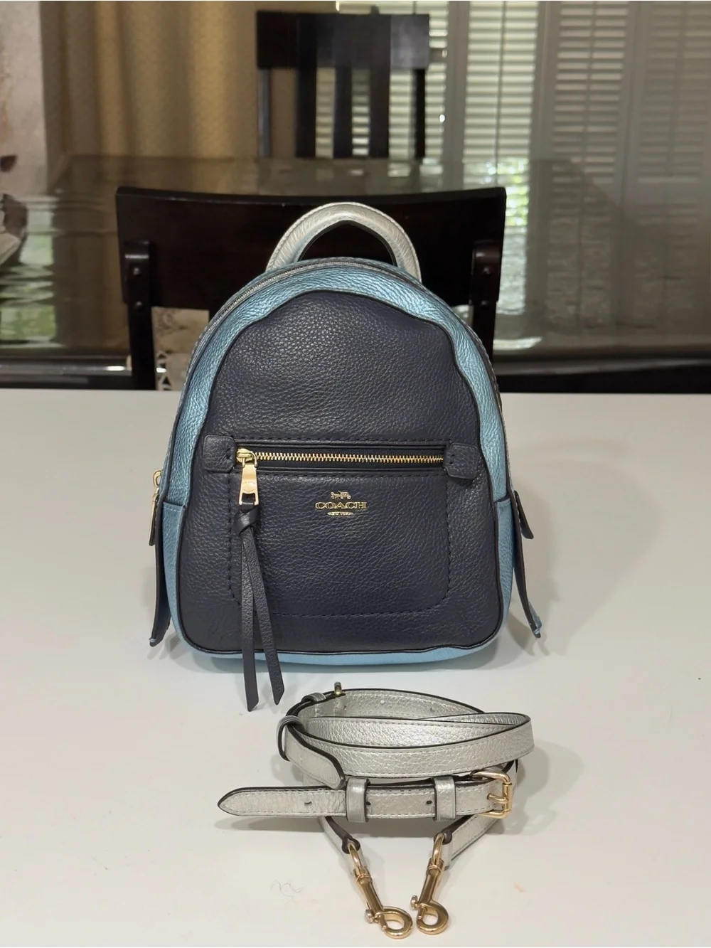 Coach Andi Colorblock Metallic Multicolor Leather Convertible Backpack F49122